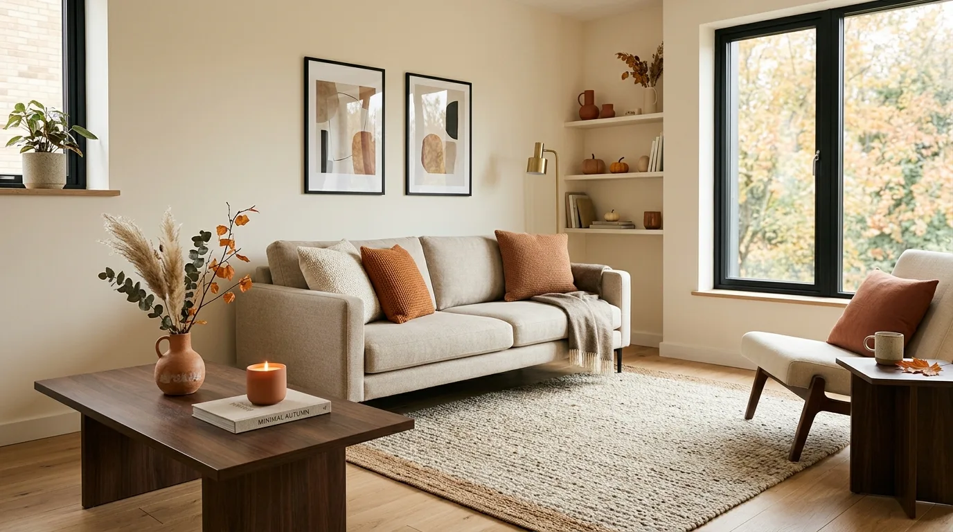 Use baskets and woven accents to add tactile warmth inspiration for an indoor fall living space.